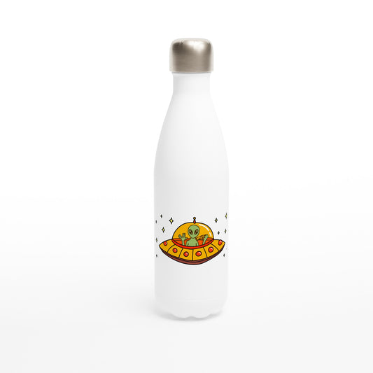 Alien Pizza - White 17oz Stainless Steel Water Bottle Default Title White Water Bottle Food Sci Fi