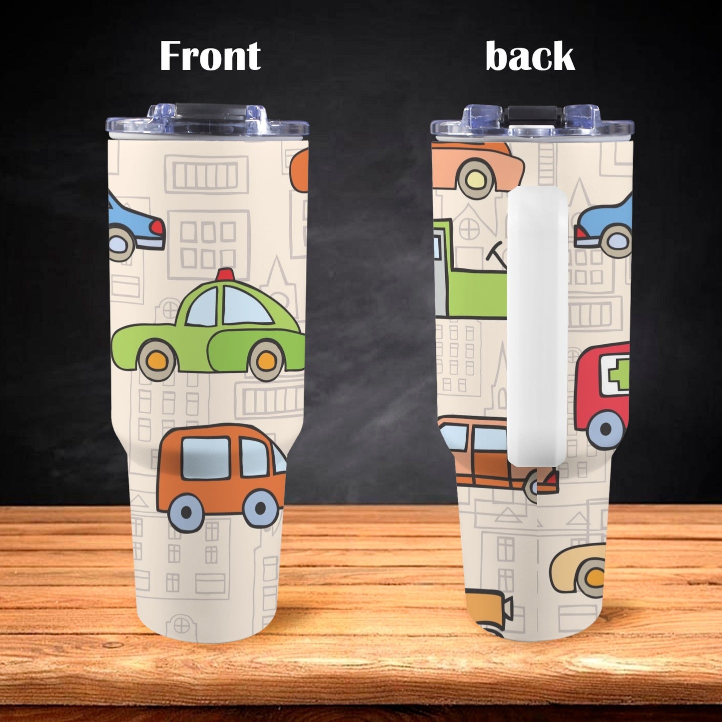 Kids Cars - 40oz Tumbler with White Handle