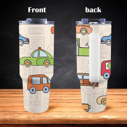 Kids Cars - 40oz Tumbler with White Handle