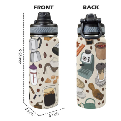 All The Coffee - Insulated Water Bottle with Dual-Use Lid (18oz) Insulated Water Bottle with Dual-Use Lid (18oz) Printed Offshore