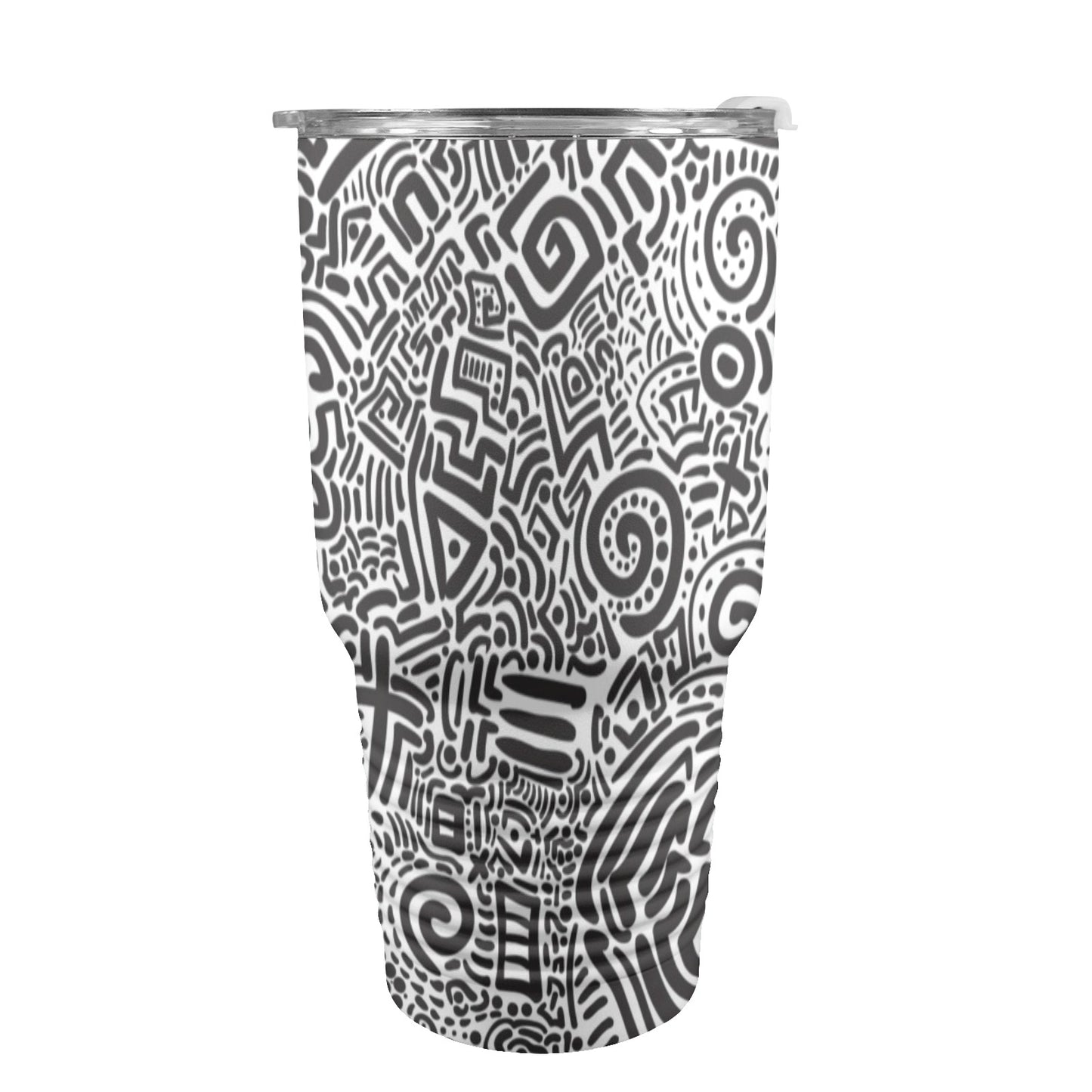 Black And White - 30oz Insulated Stainless Steel Mobile Tumbler