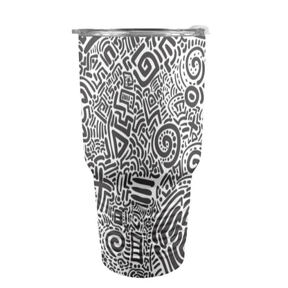 Black And White - 30oz Insulated Stainless Steel Mobile Tumbler