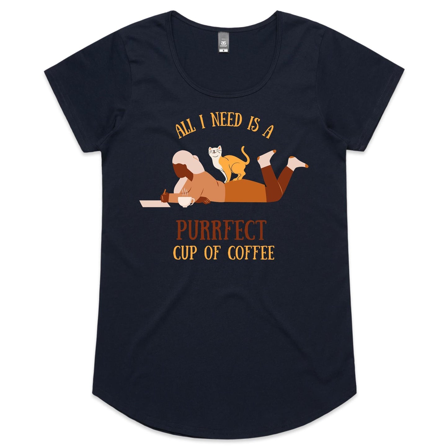 All I Need Is A Purrfect Cup Of Coffee, Cat - Womens Scoop Neck T-Shirt