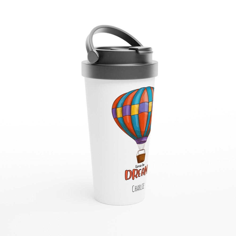 Time To Dream - White 15oz Stainless Steel Travel Mug Travel Mug Globally Fulfilled