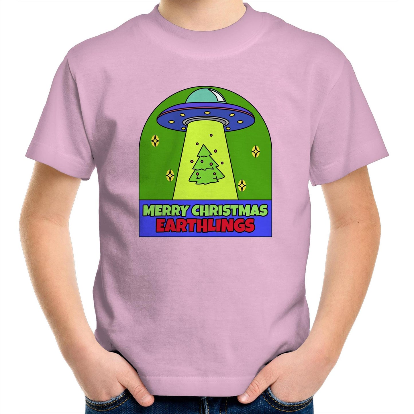 Merry Christmas Earthlings, UFO - Kids Youth T-Shirt