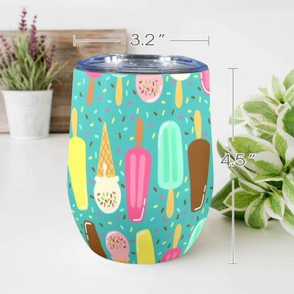 Ice Cream - 12oz Wine Tumbler 12oz Wine Tumbler Food Printed Offshore Summer