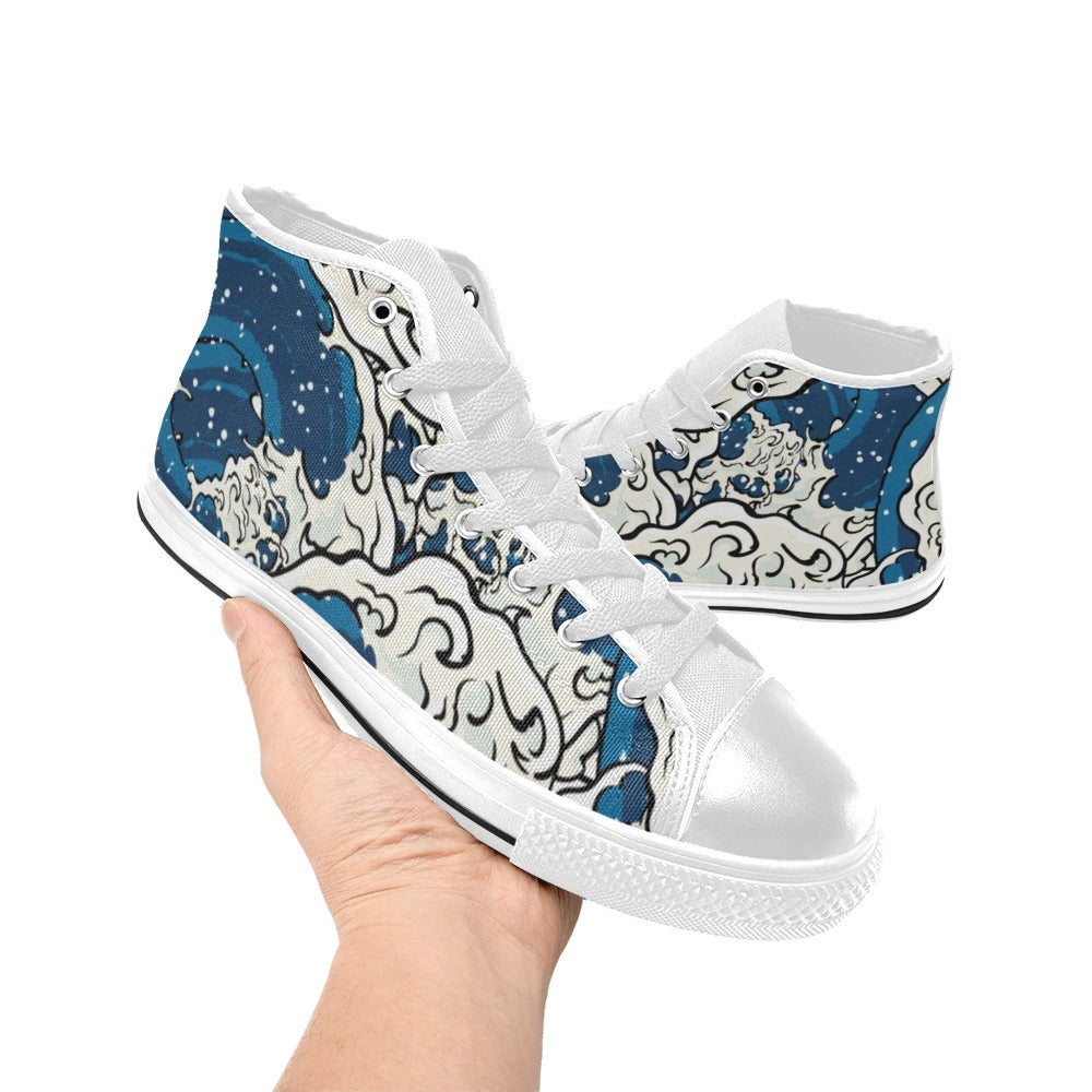 Waves - Men's High Top Canvas Shoes Mens Classic High Top Canvas Shoes Printed Offshore