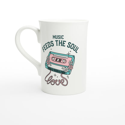 Music Feeds The Soul - White 10oz Porcelain Slim Mug Default Title Porcelain Mug Globally Fulfilled Music