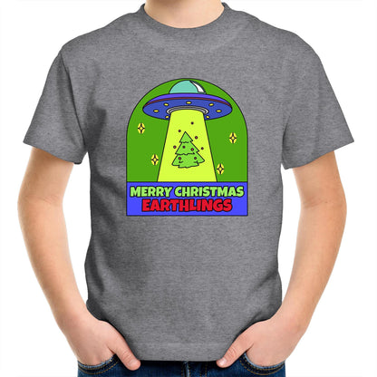 Merry Christmas Earthlings, UFO - Kids Youth T-Shirt