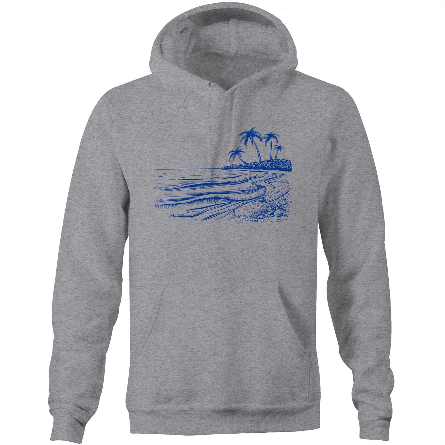 Surf Beach - Pocket Hoodie Sweatshirt Grey Marle Hoodie Summer Surf
