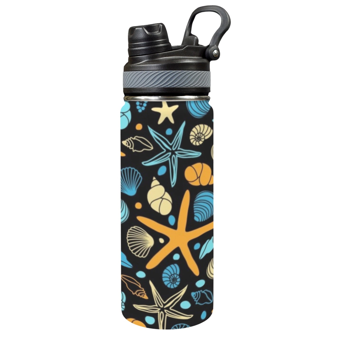 Starfish And Shells - Insulated Water Bottle with Dual-Use Lid (18oz) Insulated Water Bottle with Dual-Use Lid (18oz) Printed Offshore