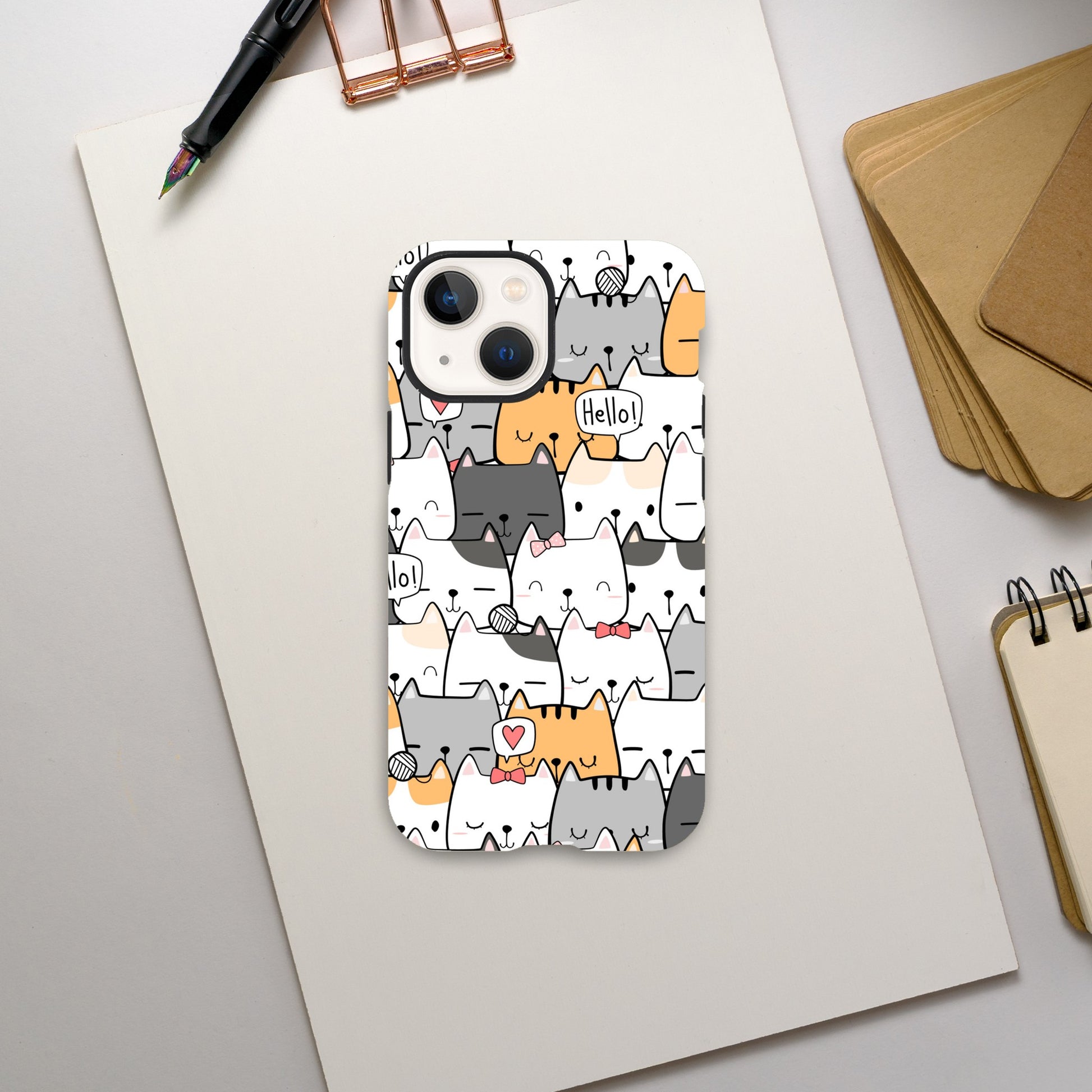 Cat Hello - Phone Tough Case iPhone 13 Mini Phone Case