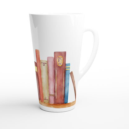 Books - White Latte 17oz Ceramic Mug Latte Mug Reading