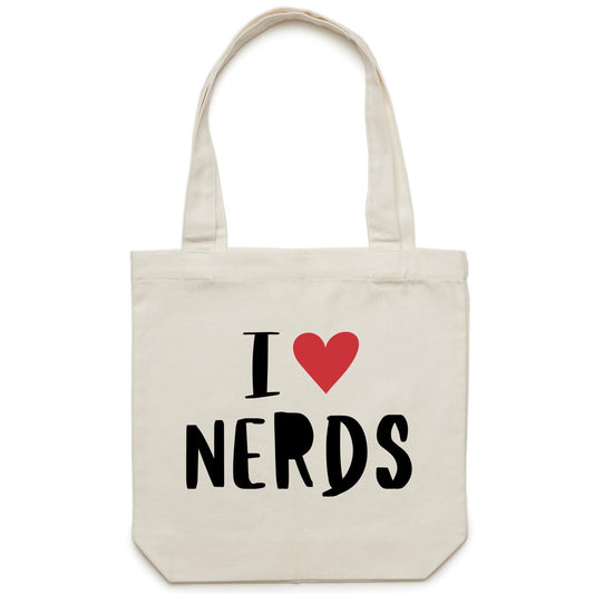 I Love Nerds, Red Heart - Canvas Tote Bag