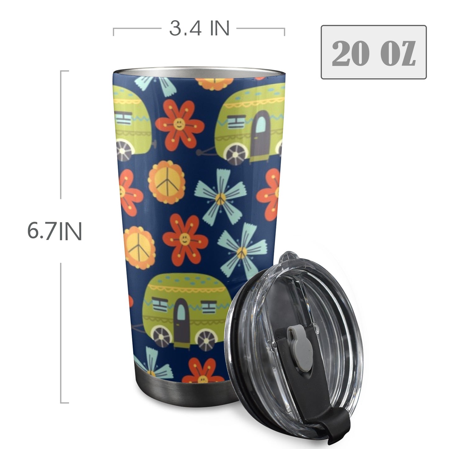 Hippy Caravan - 20oz Travel Mug / Tumbler