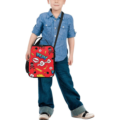 Comic Book Red - Crossbody Lunch Bag for Kids