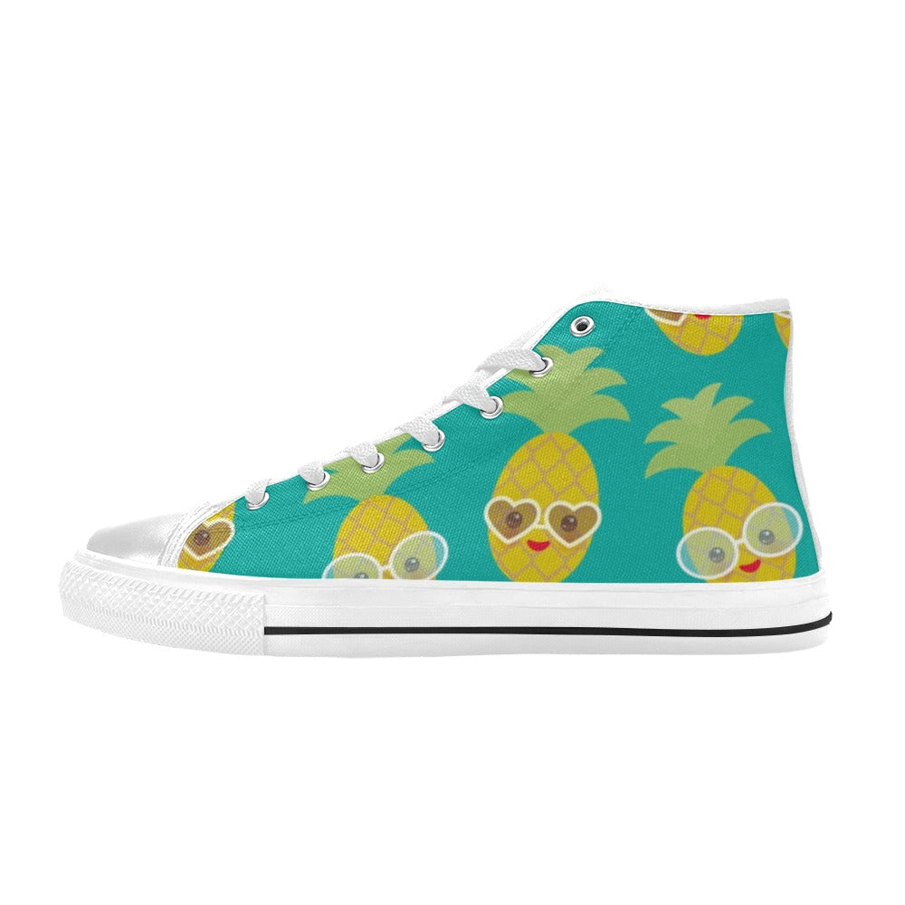 Pineapples With Glasses - Men's High Top Canvas Shoes