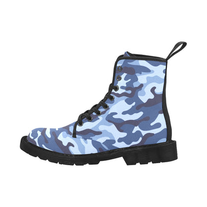 Blue Camouflage - Martin Boots for Men (Black)