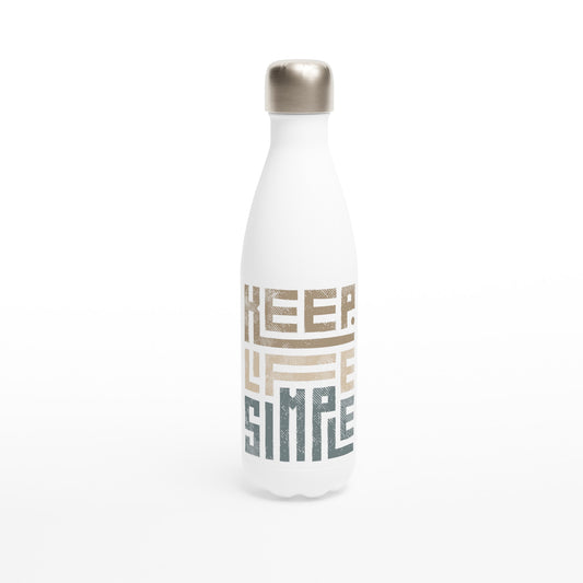 Keep Life Simple - White 17oz Stainless Steel Water Bottle Default Title White Water Bottle Motivation