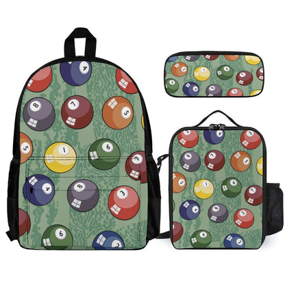 Pool Balls - School Backpack Three Piece Set