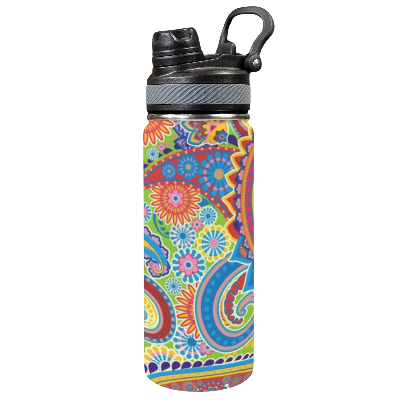 Bright Paisley - Insulated Water Bottle with Dual-Use Lid (18oz) Insulated Water Bottle with Dual-Use Lid (18oz) Printed Offshore