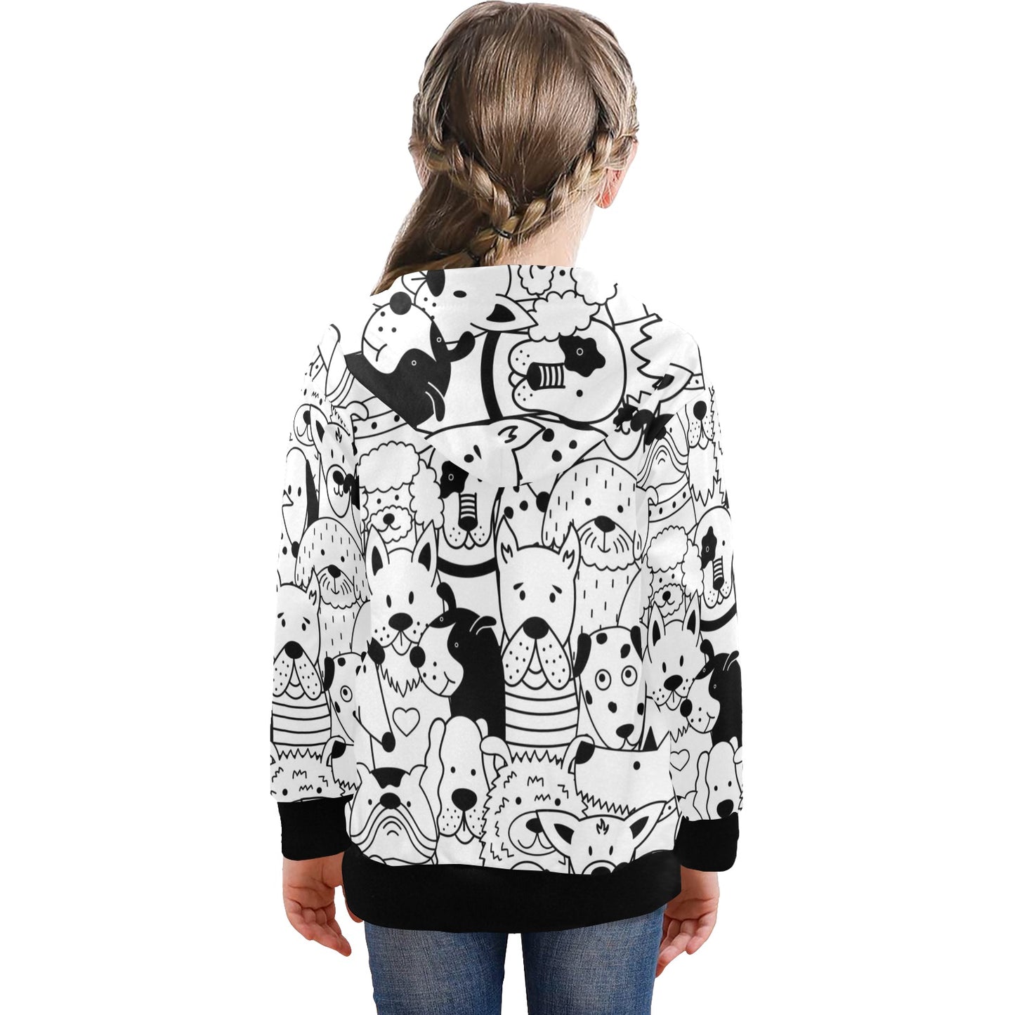 Black And White Dogs - Senior Girls Zip Up Hoodie