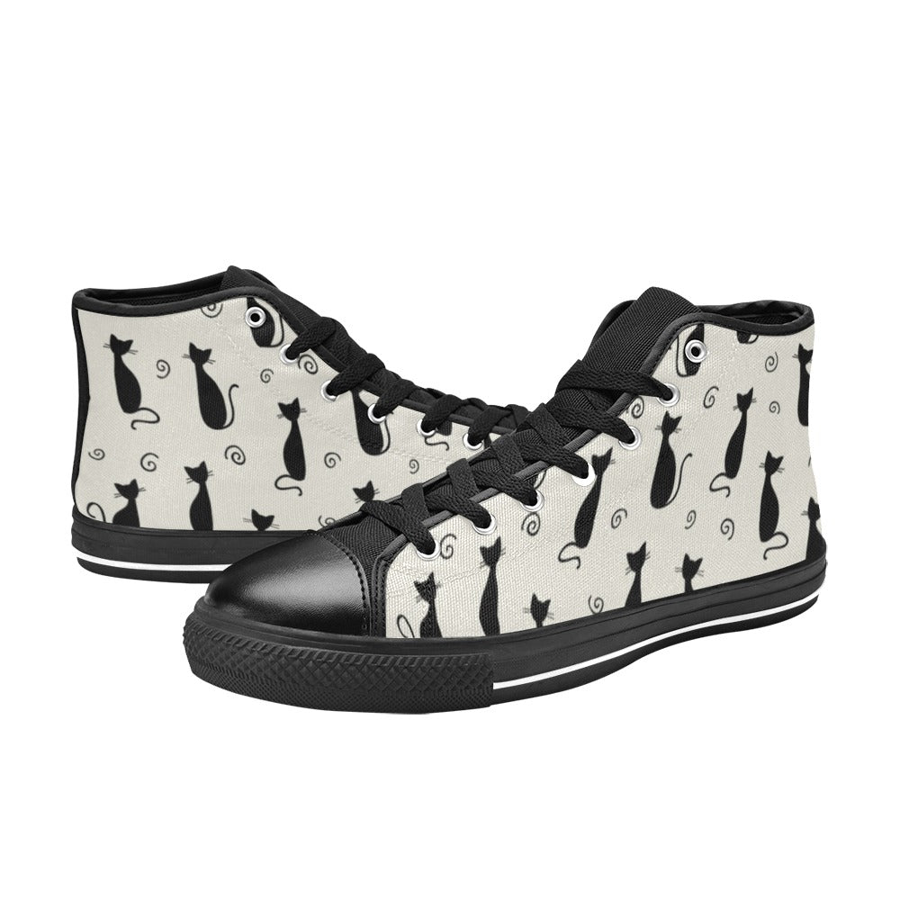 Black Cats - Women's High Top Canvas Shoes