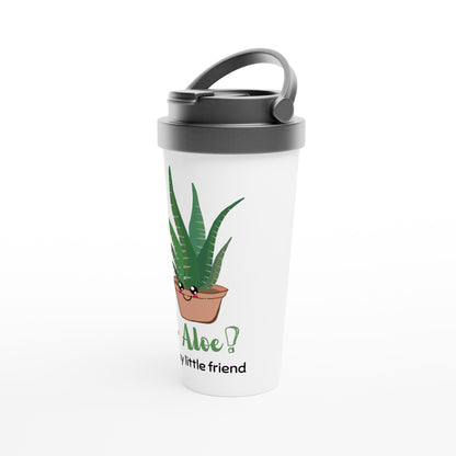 Say Aloe - White 15oz Stainless Steel Travel Mug Travel Mug Globally Fulfilled Plants