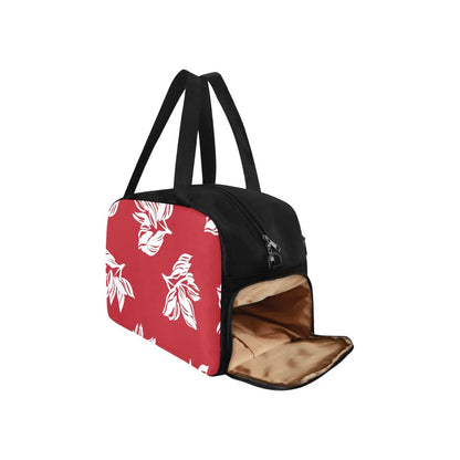 Red Retro Foliage, Hawaiian Flower - Gym Bag / Overnight Bag