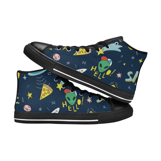 Hello Alien - Women's High Top Canvas Shoes