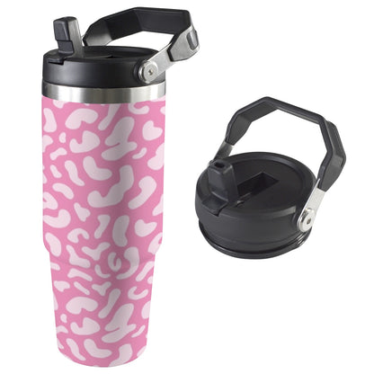 Pink Leopard - 30oz Tumbler with Top Handle