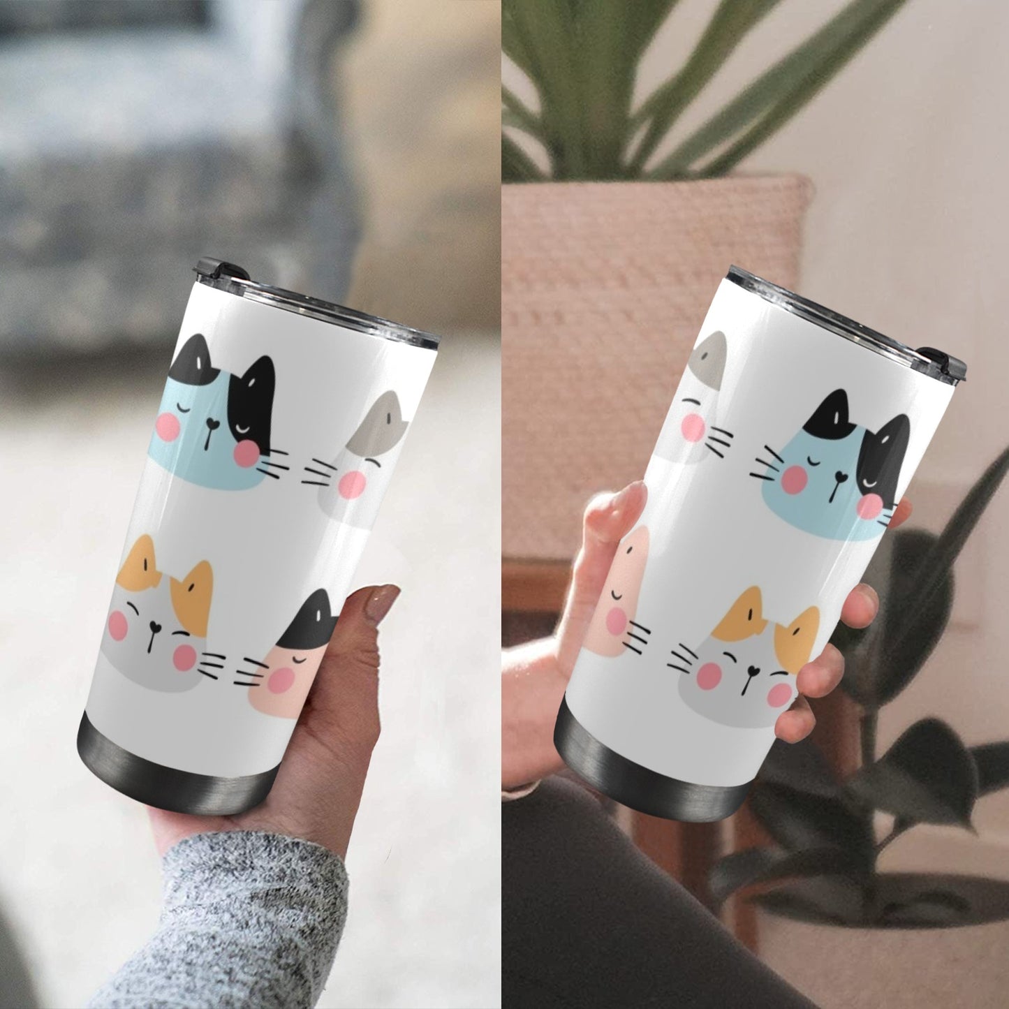 Cat Faces - 20oz Travel Mug / Tumbler