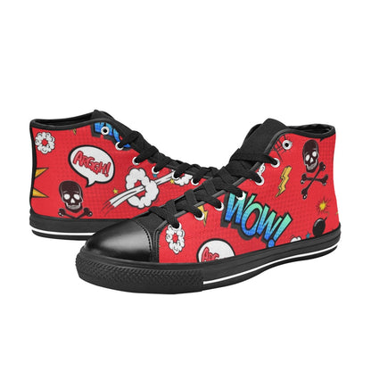 Comic Book Red - Women's High Top Canvas Shoes