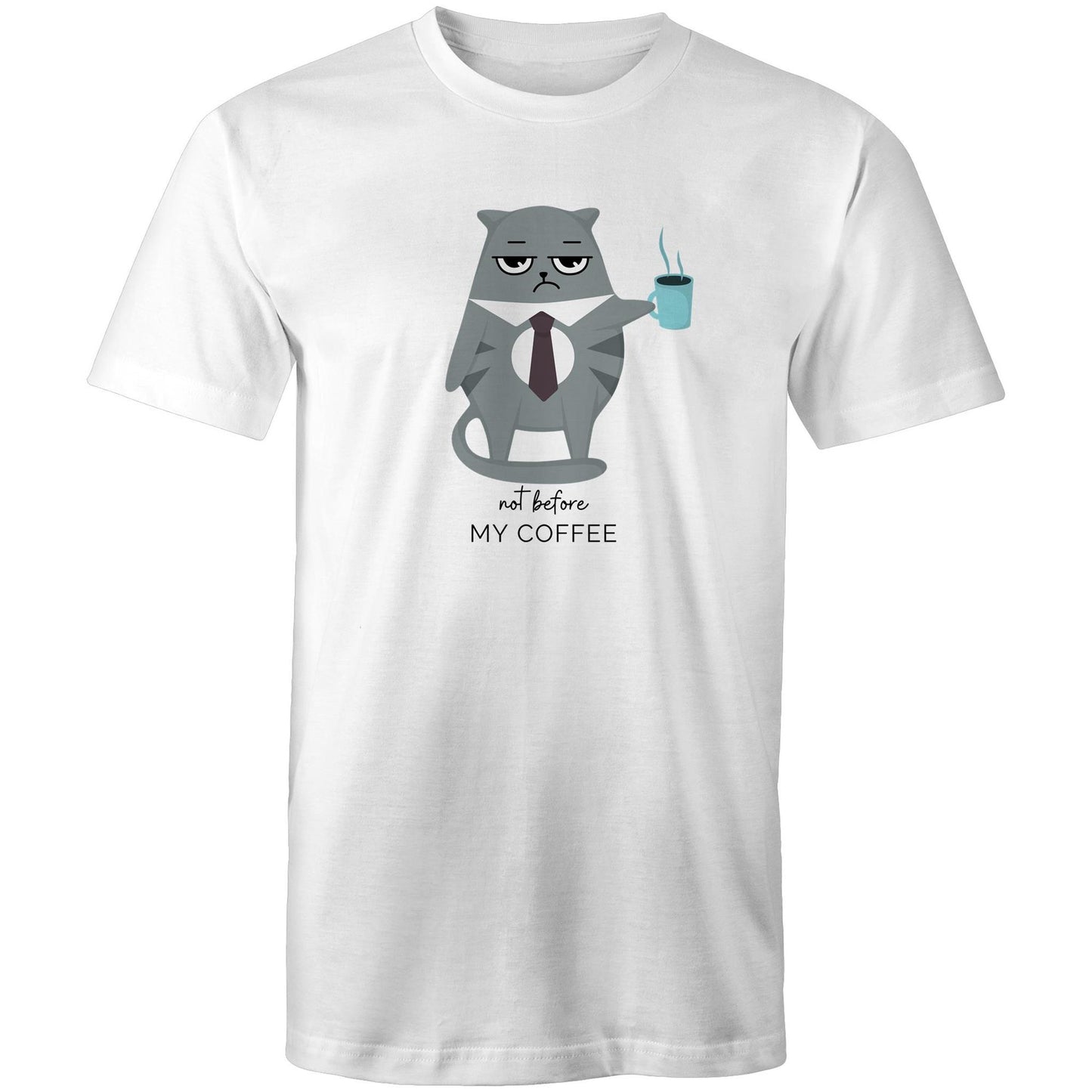 Not Before My Coffee, Cranky Cat - Mens T-Shirt