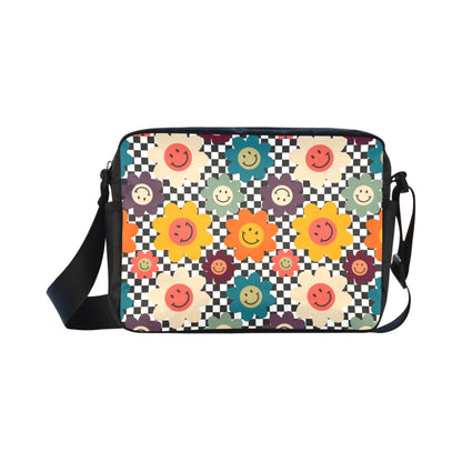 Happy Retro Flowers - Classic Cross-body Nylon Bag