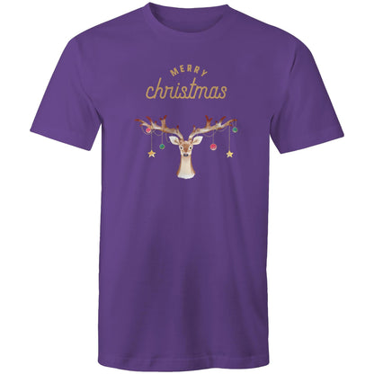 Merry Christmas Reindeer - Mens T-Shirt Purple Christmas Mens T-shirt Merry Christmas