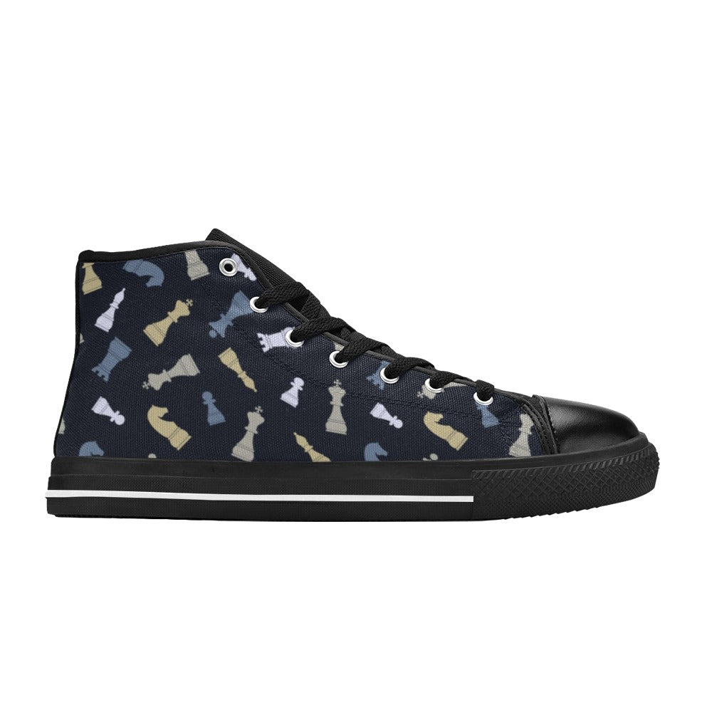 Chess Pattern - Men's High Top Canvas Shoes