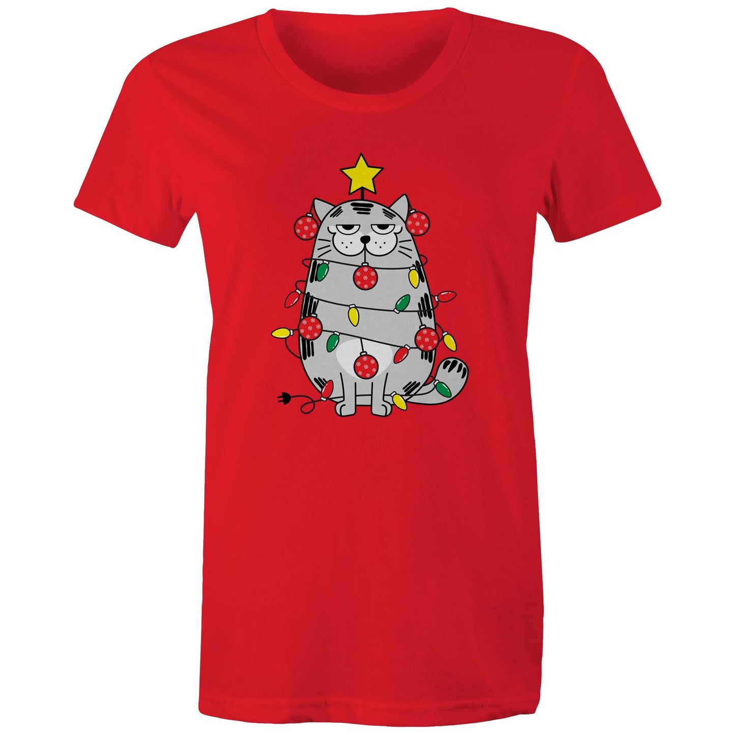 Cat Christmas Lights - Womens T-shirt