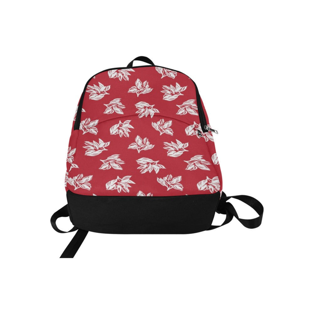 Red Retro Foliage, Hawaiian Flower - Fabric Backpack for Adult Adult Casual Backpack Printed Offshore Summer Surf