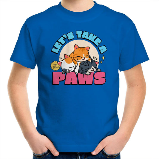 Let's Take A Pause, Time For A Cat Nap - Kids Youth T-Shirt Bright Royal Kids Youth T-shirt animal