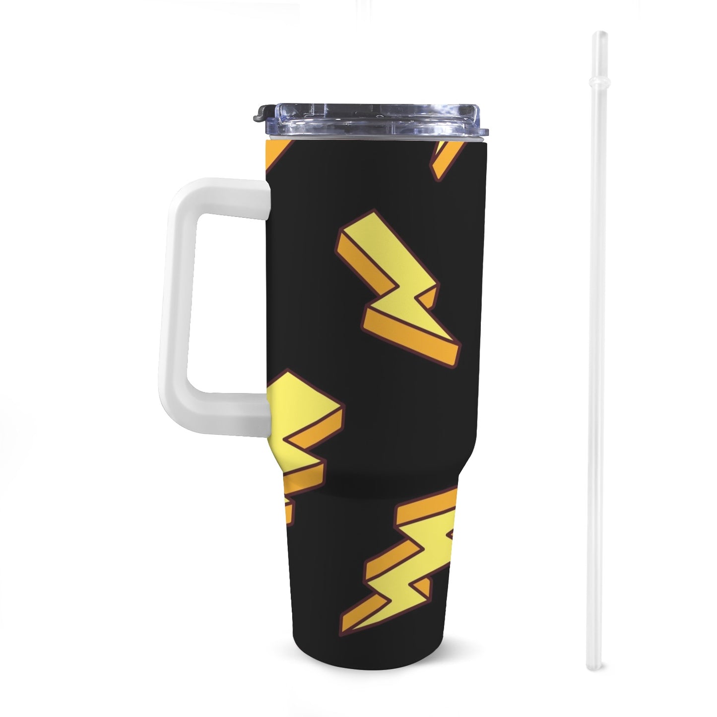 Lightning Bolts - 40oz Tumbler with White Handle