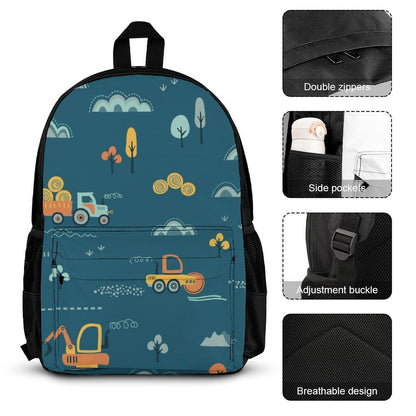 Trucks And Tractors - School Backpack Three Piece Set