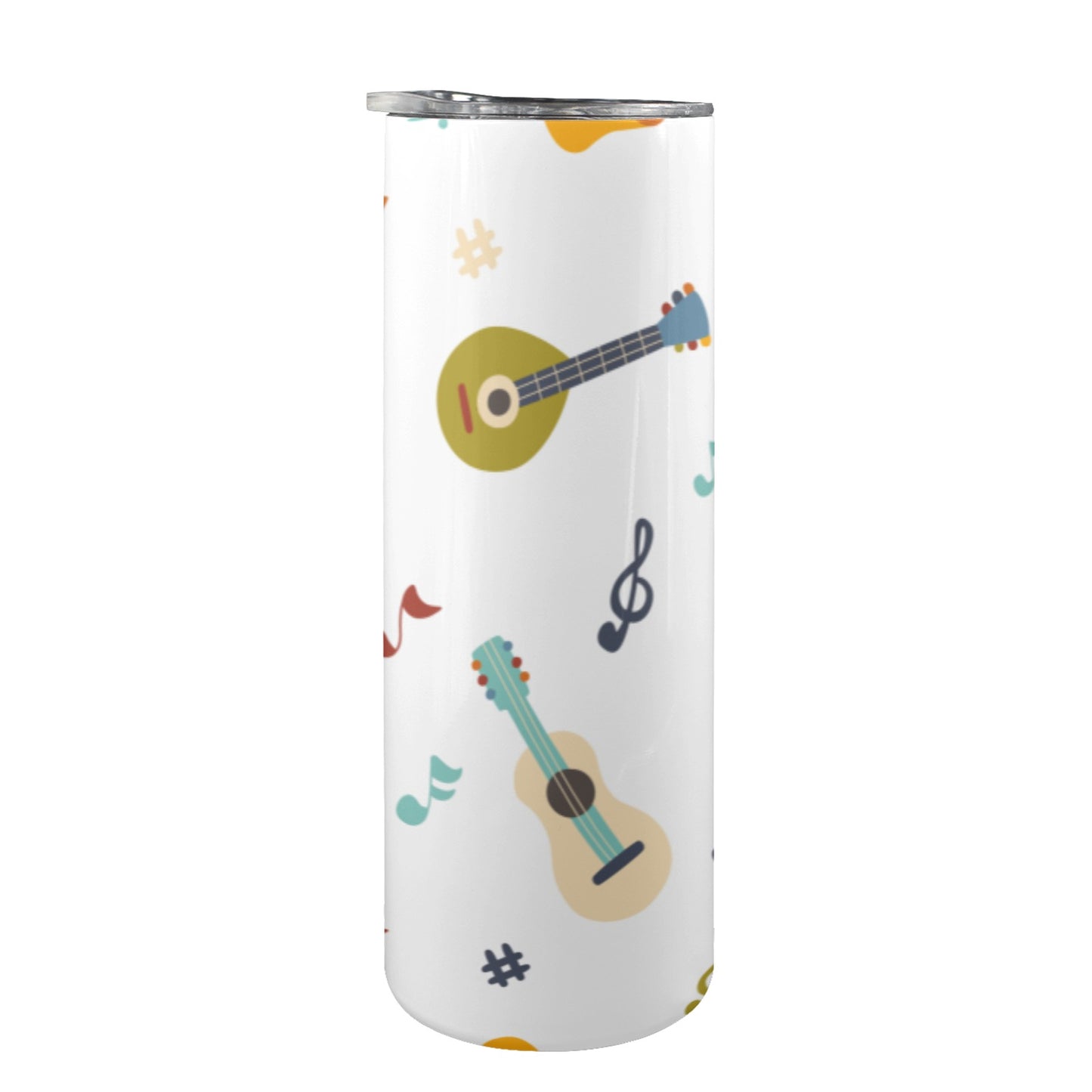 Guitar Music - 20oz Tall Skinny Tumbler with Lid and Straw