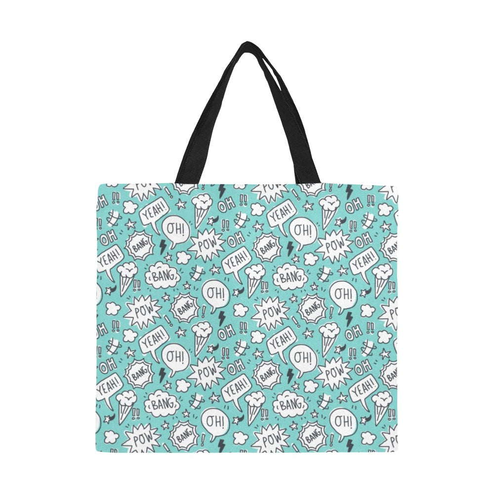 Comic Book Speech Bubbles - Full Print Canvas Tote Bag Full Print Canvas Tote Bag Printed Offshore