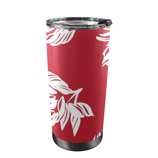 Red Retro Foliage, Hawaiian Flower - 20oz Travel Mug / Tumbler