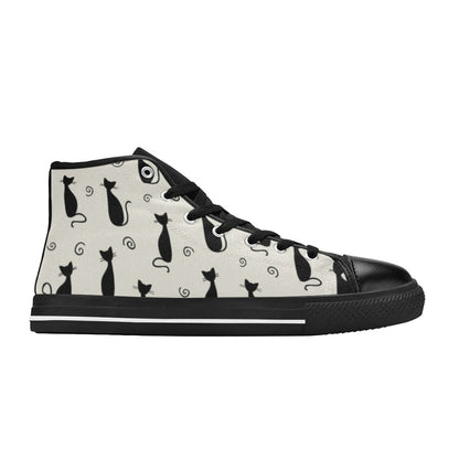 Black Cats - Women's High Top Canvas Shoes