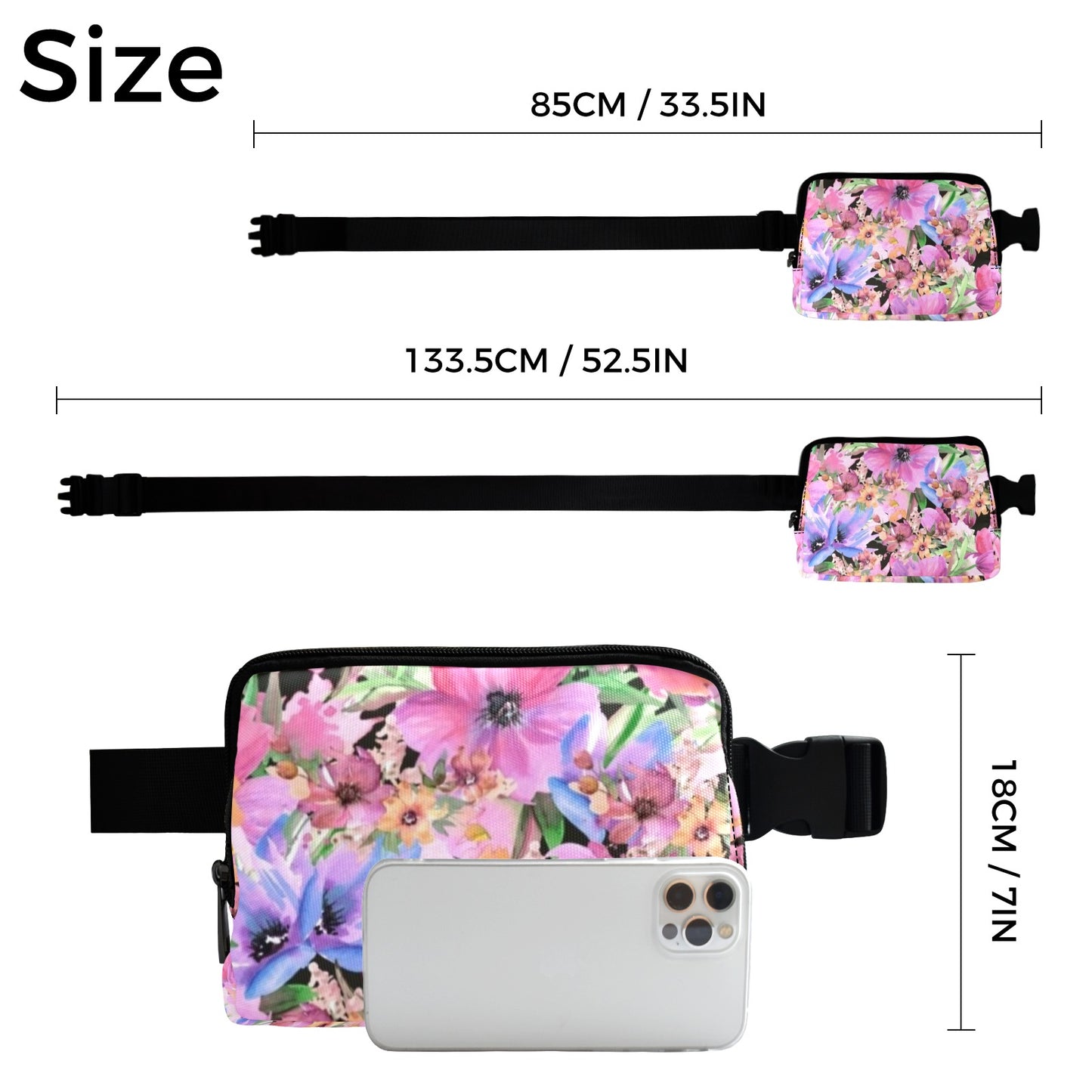 Bright Pink Floral - Belt Bag Belt Bag Plants Printed Offshore