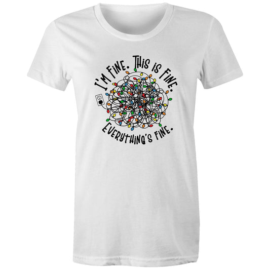 Tangled Christmas Lights, I'm Fine, This Is Fine, Everything Is Fine - Womens T-shirt