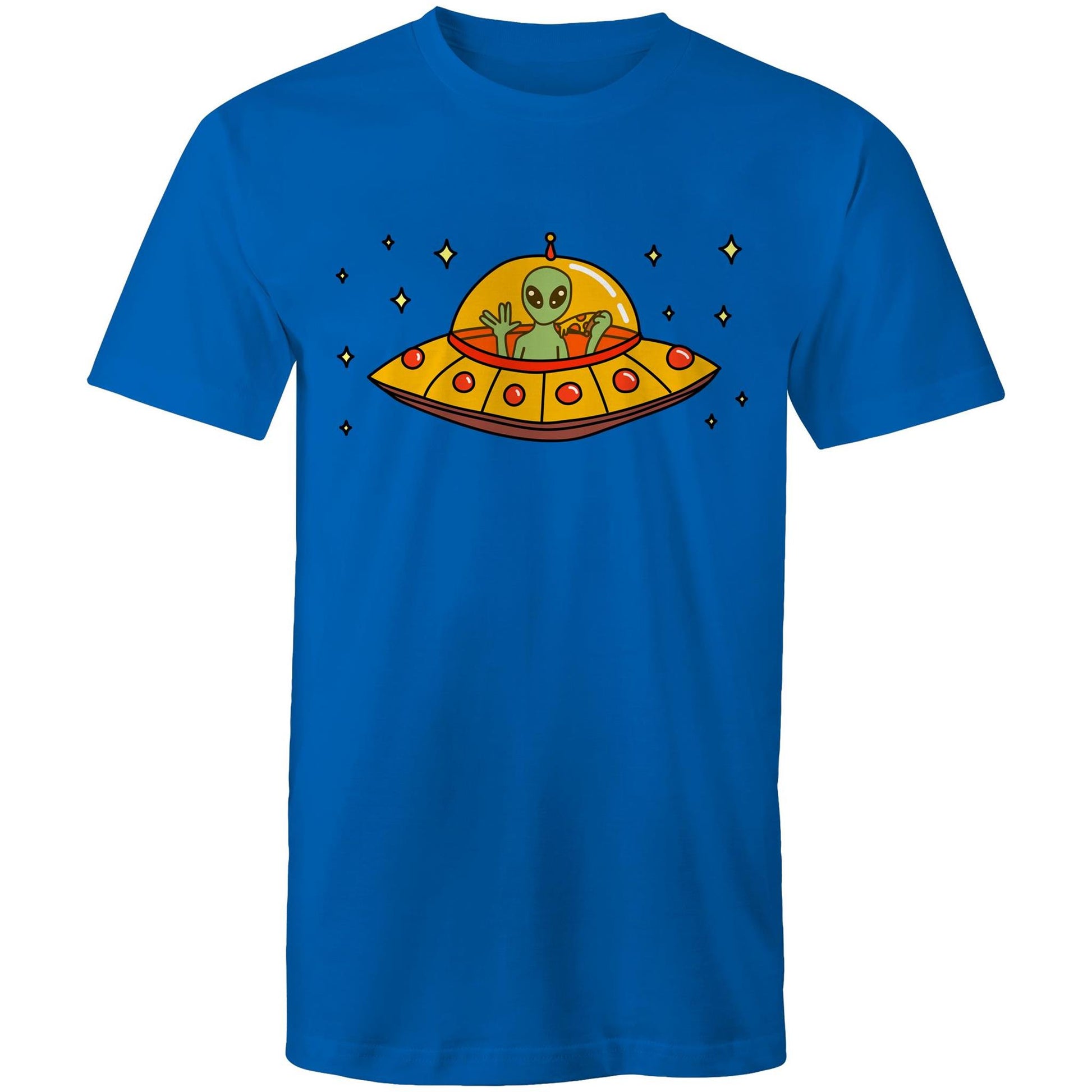 Alien Pizza - Mens T-Shirt Bright Royal Mens T-shirt Sci Fi