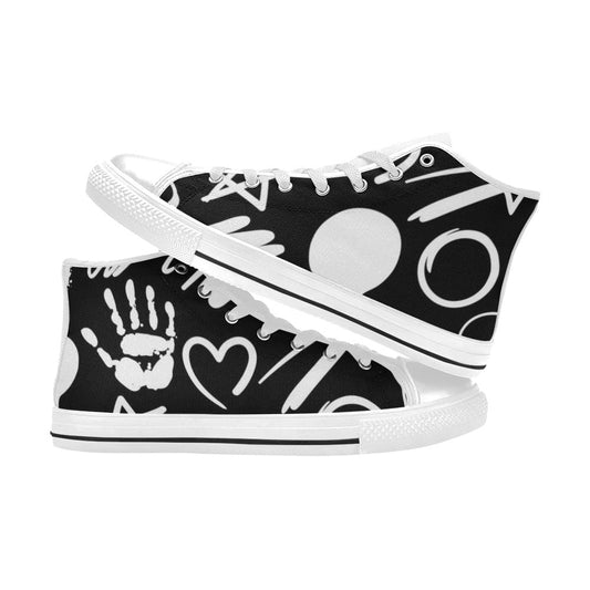 Bold Graffiti - Kids High Top Canvas Shoes